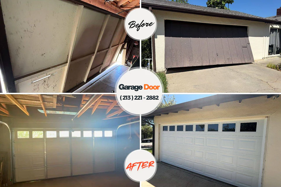 Before and after: garage door repair Royal Kunia, HI